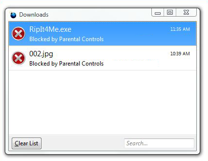 Parental Controls in Download Manager